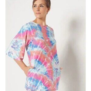 Attitudes by Renee Regular Como Jersey Raglan Sleeve Tunic Multi Tie-Dye, Medium
